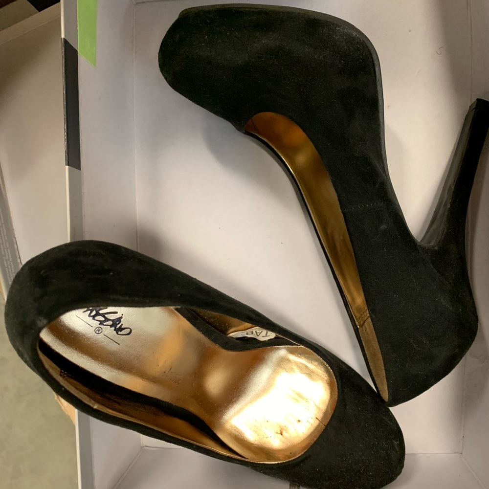 Black felt heels